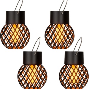 Petite lampe solaire suspendue d'extérieur en forme de boule, lumière LED IP65, lustre de jardin pour l'ambiance de la cour, design creux en forme de branche suspendue - Product Image 5