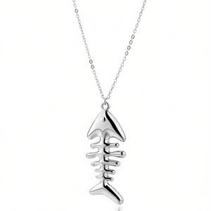 Collar con colgante de espina de pescado Amy Amy, cadena de acero inoxidable chapada en plata para mujer, joyería de regalo para uso diario - Product Image 4