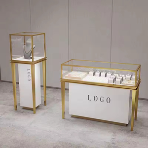 <span class=keywords><strong>Vitrine</strong></span> de présentation de bijoux en acier inoxydable plaqué titane de luxe personnalisée avec éclairage LED tricolore, <span class=keywords><strong>vitrine</strong></span> étanche - Product Image 6