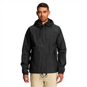 <b>Men's</b> Hooded Waterproof <b>Jacket</b> Solid Color Casual Outdoor Windproof Zipper Closure Polyester Shell Autumn Wear - Product Image 1