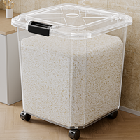 Grand récipient rectangulaire en plastique de qualité alimentaire avec couvercle, anti-humidité, distributeur de céréales pour la maison, seau de cuisine, 11-55 livres