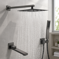 Ensemble de douche thermostatique encastré mural en laiton et acier inoxydable à 3 poignées avec jets de pluie et de massage pour hôtels et maisons