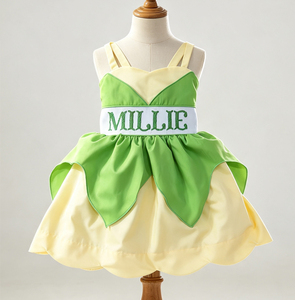 Girls Hand Smocked Princess Costume <b>Dress</b> <b>Fairytale</b> Character Embroidery Ruffle Collar Toddler Party Outfit - Product Image 1