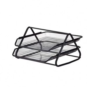 Organisateur de bureau en métal grillagé empilable avec 2 plateaux pour documents et dossiers - Product Image 2