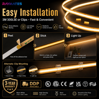 Bande LED COB personnalisée UL ETL 24V, bande LED COB flexible à découpe libre pour plafond, armoire, cuisine, décoration intérieure et commerciale