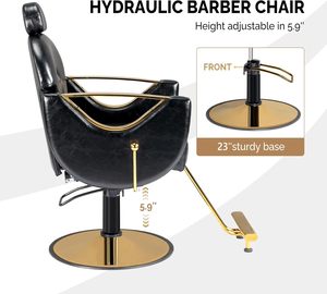 Modern Round Gold Metal Base cabelo equipamentos rosa couro barbeiro styling cadeira para salão de beleza loja - Product Image 2