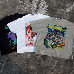<span class=keywords><strong>Camiseta</strong></span> Hip Hop Extra Grande para Hombre, 100% Algodón, 260 Gramos, Manga Larga con Estampado de Personajes, Emociones Mixtas, Venta al Por Mayor - Product Image 3