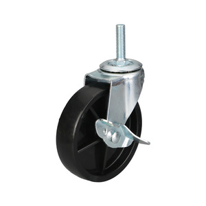 4 Inch Screw Side Brake Caster PP Wheel Swivel Industrial Furniture Ball Bearing Gray Firm Locking Mechanism - Product Image 4