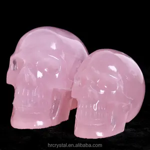 Factory Sale Natural Healing Gemstone Rose Quartz Carved Crystal Skulls Carving