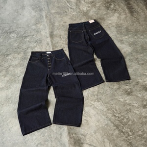 OEM Custom High Waist Oversized Wide Leg Jeans Pants for Men High Quality Salvage Raw Selvedge Bootcut <b>Denim</b> Pants Baggy Jeans - Product Image 1