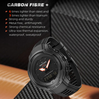 Reloj Deportivo Digital Unisex NORTH EDGE MARS Pro, Caja de Fibra de Carbono Shanghai, Manecillas Luminosas, Resistente al Agua 5BAR, Correa de Cuarzo y Goma