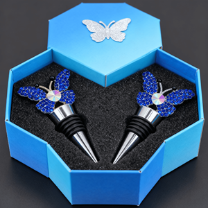 <span class=keywords><strong>Bouchon</strong></span> de bouteille de <span class=keywords><strong>vin</strong></span> en acier inoxydable <span class=keywords><strong>bleu</strong></span> papillon unique, design personnalisé en usine, pour anniversaire, mariage - Product Image 6