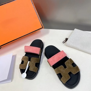 Luxury Women's Genuine Leather Wide Strap <b>Slides</b> Light Weight Soft Flat Sole Adjustable Buckle Summer Beach Sandals - Product Image 4