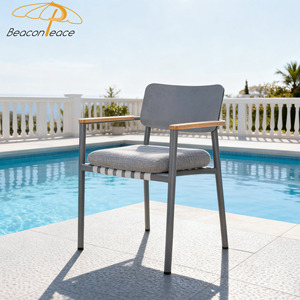 Muebles de aluminio para exteriores para restaurante, silla de café para Bar, silla de comedor de jardín con <span class=keywords><strong>respaldo</strong></span> <span class=keywords><strong>alto</strong></span> negro para <span class=keywords><strong>terraza</strong></span> de Villa - Product Image 1