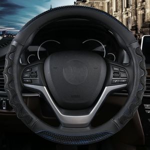 Funda de <span class=keywords><strong>Volante</strong></span> de Coche de Cuero y Fibra de Carbono de Alta Calidad de 38 <span class=keywords><strong>cm</strong></span>, Antideslizante, Universal, Accesorio Interior Deportivo - Product Image 2