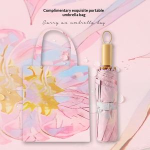 Paraguas de Verano Plegable Manual de Alta Calidad con Revestimiento de Color, Doble Uso, para Sol y Lluvia, para Mujer - Product Image 2