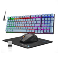 Yeni oyun kablosuz mekanik klavye ve fare Combo RGB arkadan aydınlatmalı USB arayüzü ile tak & çalıştır için bilgisayar masaüstü