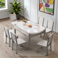 2025 Table à manger extensible convertible de luxe moderne nouveau modèle avec dessus en dalle de roche en bois massif pour petits appartements