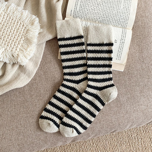 Women Striped Slouch Socks Thermo Wool <b>Blend</b> Sweat Absorbing Fall Winter Fashion - Product Image 1