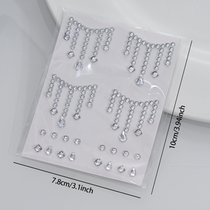 1 unidad de pegatinas de <span class=keywords><strong>tatuaje</strong></span> 3D con efecto de joyería, calcomanías de diamantes redondos blancos brillantes, tatuajes temporales autoadhesivos DIY para <span class=keywords><strong>ojos</strong></span>/cara/cuerpo para festivales - Product Image 5
