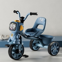 Tricycle en acier au design robotique pour enfants de 2 à 4 ans, poussette à pédales, chariot à main pour adulte, version export.
