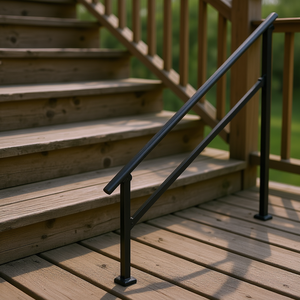 Kit de barandilla de acero Vevor de 5-6 pies, tubo cuadrado negro, barandilla para escaleras exteriores, para terraza o porche, fácil instalación - Product Image 2