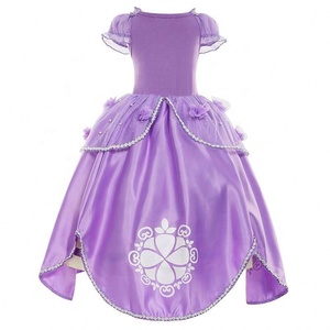 ชุดเจ้าหญิงโซเฟียที่หนึ่งสำหรับงานปาร์ตี้ฮาโลวีน ชุดเดรสผ้าทูลลายดอกไม้พร้อมแขนพองสำหรับเด็กผู้หญิง - Product Image 4