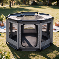 Parc de jeu pliable portable pour animaux de compagnie, chats et petits chiens, en maille respirante, avec porte zippée et panneau supérieur, pour usage intérieur et extérieur