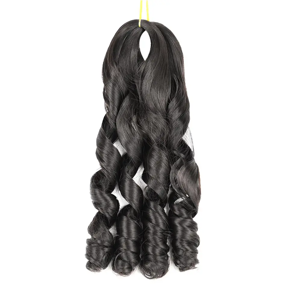 20Inch Pony Style Wavy Crochet Braid Spiral Loose Wave Hair Extensions French Curls Synthetic Curly Braiding Hair