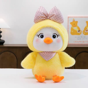 Peluche <span class=keywords><strong>poussin</strong></span> mignon grande taille avec nœud à pois et bavoir triangulaire assorti, pour machine à griffes, en polaire douce haute densité - Product Image 5