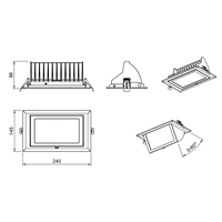Spot lumineux LED rectangulaire réglable, 2 pièces, 50W 60W, 20W 28W 38W 40W