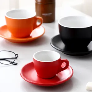 Tazas de té y platillo de cerámica reutilizables, venta al por mayor, juegos de café para promoción