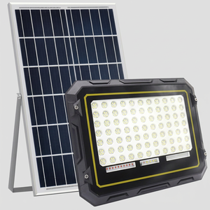 ไฟสปอร์ตไลท์ LED พลังงานแสงอาทิตย์ 60W IP66 โคม ABS สำหรับสวนภายนอก มุมลำแสง 170 องศา Ra80 พร้อมรีโมทคอนโทรล 6000K ตัวโคม ABS ได้รับการรับรองมาตรฐาน CE - Product Image 1