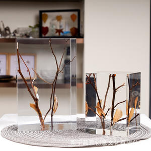 Adorno Decorativo Rectangular de Acrílico con Hojas de Ginkgo, Regalo Moderno de Lujo Ligero para el Hogar, Sala de Estar, Entrada - Product Image 2