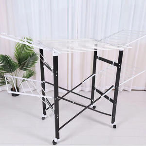 Séchoir <span class=keywords><strong>à</strong></span> linge multifonctionnel pliable <span class=keywords><strong>à</strong></span> double couche pour chambre, balcon, avec <span class=keywords><strong>roulettes</strong></span>, pour <span class=keywords><strong>vêtements</strong></span>, couettes et serviettes - Product Image 1