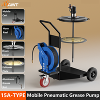 Pompe à graisse pneumatique à piston Cavitt KWT-LGP15A04 200L, système de lubrification haute pression 0,9 L/min, 10M, avec enrouleur de tuyau 1/4 pouce et roulement