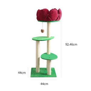 Coperta <span class=keywords><strong>Kitty</strong></span> Condominio Beige Tiragraffi Alberi Gatto Arrampicata Torre con il Grande Fiore Rosso - Product Image 4