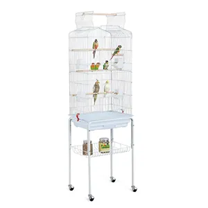 2024 New Arrival Play Open Top Medium Small Bird Cage with Detachable Rolling Stand for Parrot Luxury Bird Cage
