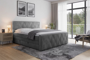 Letto Moderno Europeo in Velluto, Design <span class=keywords><strong>Salvaspazio</strong></span> a Due Cassetti, Arredamento di Lusso per Camera da Letto Personalizzato OEM/ODM per Grossisti - Product Image 2