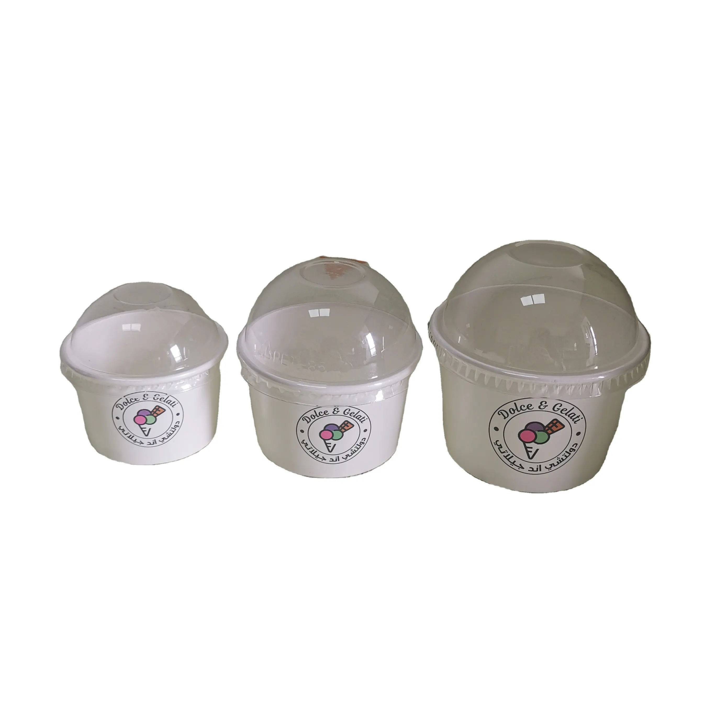 Hot selling eco friendly disposable yogurt 3oz 5oz 8oz white ice cream paper cup with cover