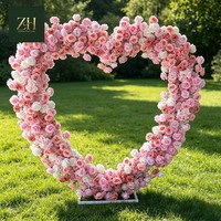 Nuevo Diseño, Arco de Flores en Forma de Corazón de Rosas Rojas Oscuras, Decoración 3D con Reverso de Tela, Simulación para Propuesta de Matrimonio, Graduación, Eventos
