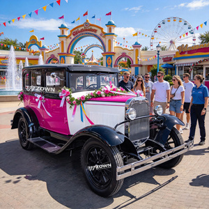 Voiture électrique vintage silencieuse avec design de phares exquis pour exposition et services de visites de parcs - Product Image 1