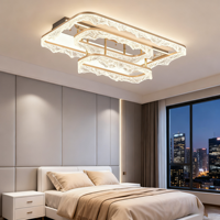 Plafonnier LED de luxe moderne / Lampe en acrylique effet craquelé, super lumineux 6000K, pour hall et chambre principale, télécommande