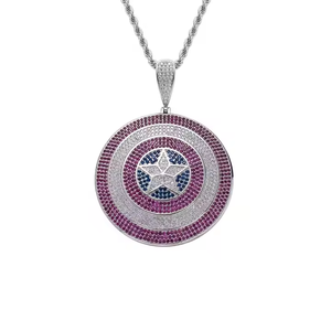 Collar con Colgante de Escudo de Capitán de 1.5 Pulgadas, con Diamantes de Moissanita Multicolor, Plata de Ley 925, Estilo Hip Hop, para Hombre y Mujer - Product Image 3