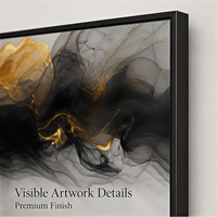 Impression sur toile d'art mural abstrait noir et or, peinture à l'encre fluide pour bureau de direction, hall d'hôtel, intérieurs contemporains