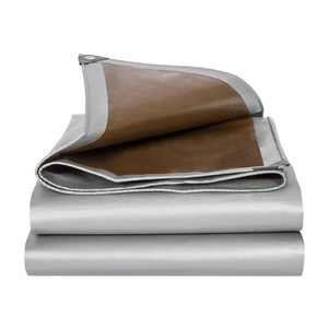 Shengde Thickened PE Tarpaulin 6.0-7.0mm Waterproof Silver Coffee Color Yard Covering Fabric - Product Image 3