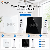 Ventilador de Techo Inteligente Chuyun con Wifi, Interruptor de Ventilador Inteligente Tuya con Wifi para UE y Reino Unido, con RF de 433 Mhz, Compatible con Alexa/Asistente de Google