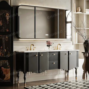 Style simple en bois massif pour meubles de salle de bain avec évier portes coulissantes miroir mural pour usage domestique - Product Image 5