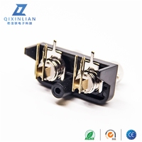 Boîtier en plastique BNC Double connecteur coudé femelle connecteur PCB perforé