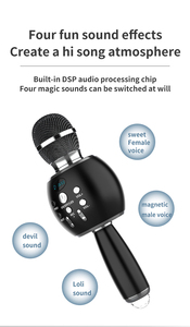 Nhà Máy OEM Trong Nhà Chuyên Nghiệp Microphone Pin MIc Với 4 Ma Thuật Âm Thanh Giọng Nói Cặp Song Sinh Kết Nối LED Light Micro Không Dây - Product Image 6